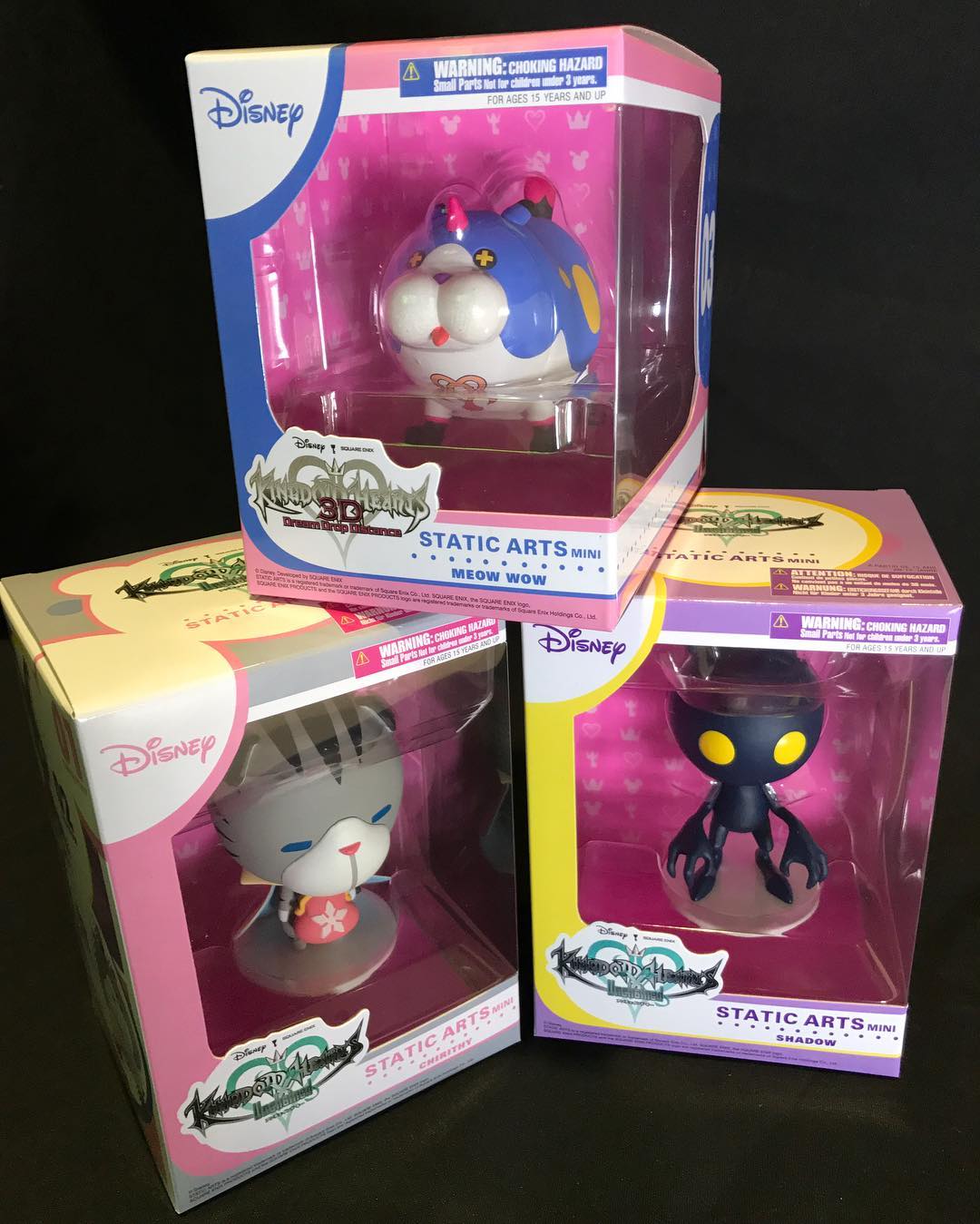 Chirithy, Meow Wow, and Shadow Heartless Static Arts Mini samples
