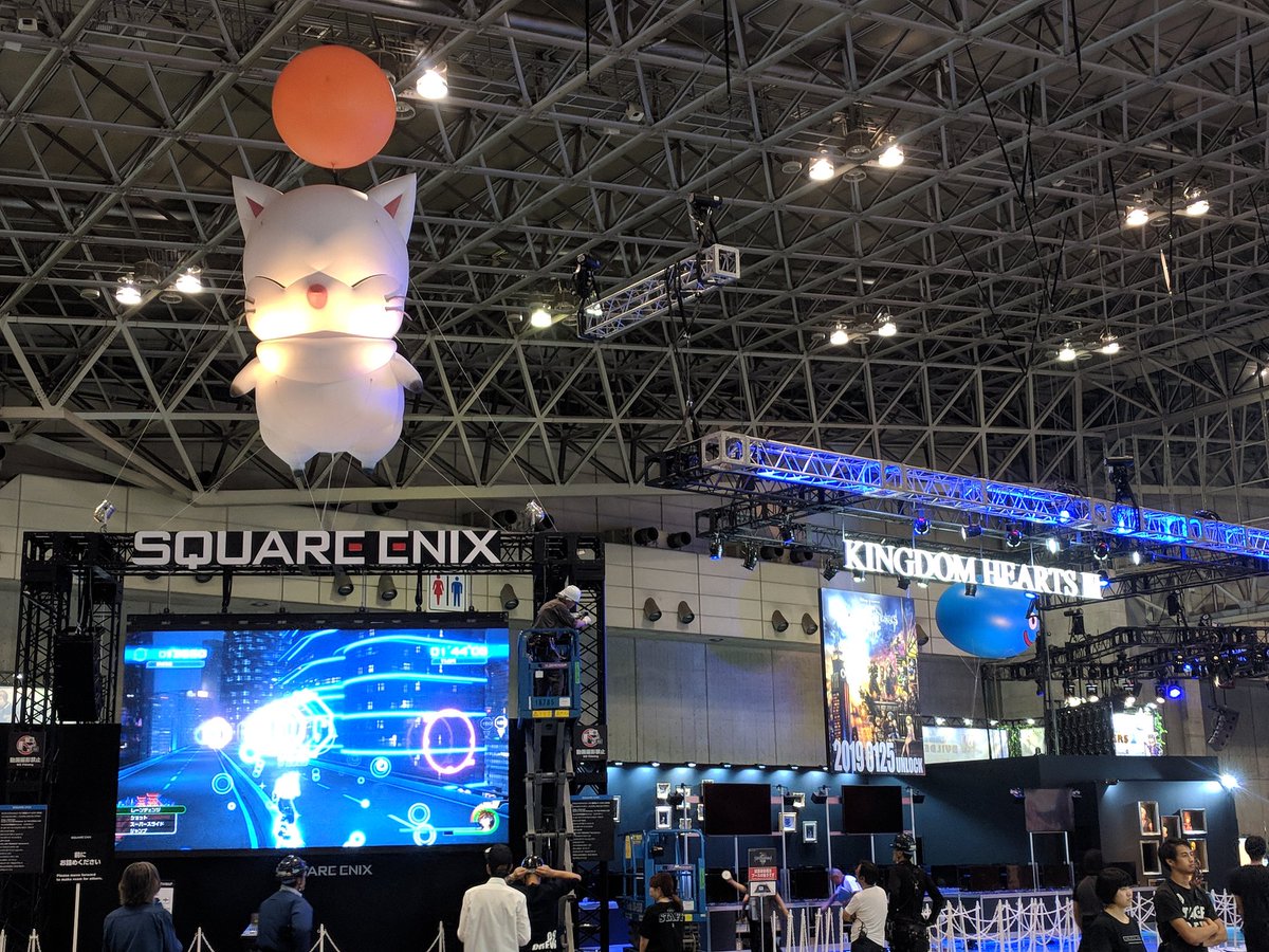 Tokyo Game Show 2018 Square Enix booth featuring new Kingdom Hearts decorum and merchandise